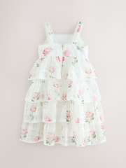 Baker by Ted Baker Burnout Organza Floral Tiered Midi White Dress - Imaginea 8 din 12