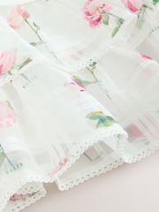 Baker by Ted Baker Burnout Organza Floral Tiered Midi White Dress - Imaginea 9 din 12