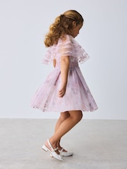 Baker by Ted Baker Lilac Purple Floral Trellis Lace Overlay Organza Dress & Cape - صورة 4 من 15
