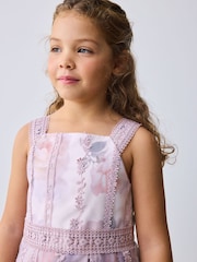 Baker by Ted Baker Lilac Purple Floral Trellis Lace Overlay Organza Dress & Cape - صورة 6 من 15