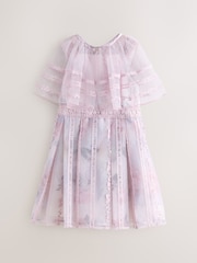 Baker by Ted Baker Lilac Purple Floral Trellis Lace Overlay Organza Dress & Cape - صورة 9 من 15