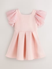 Baker by Ted Baker Pink Organza Frill Sleeve Embossed Scuba Dress - Image 1 of 4