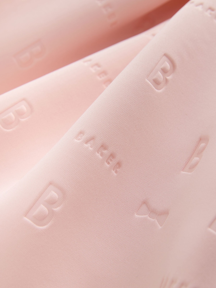 Baker by Ted Baker Pink Organza Frill Sleeve Embossed Scuba Dress - Image 4 of 4