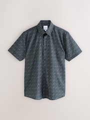 Navy Blue Ditsy Floral Regular Fit Short Sleeve Shirt - Image 1 of 7
