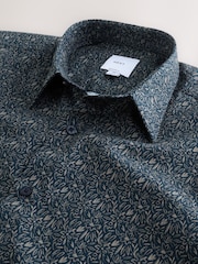 Navy Blue Ditsy Floral Regular Fit Short Sleeve Shirt - Image 2 of 7