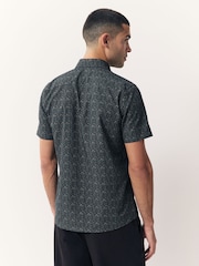 Navy Blue Ditsy Floral Regular Fit Short Sleeve Shirt - Image 7 of 7