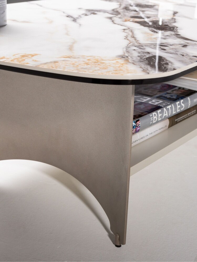 Centrepiece Champagne Silver Aspen Coffee Table With Shelf - Image 2 of 4