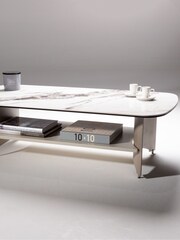 Centrepiece Champagne Silver Aspen Coffee Table With Shelf - Image 3 of 4
