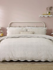 furn. Natural Scalloped Edge Gingham Duvet Set - Image 1 of 3