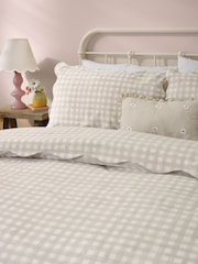 furn. Natural Scalloped Edge Gingham Duvet Set - Image 2 of 3
