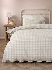 furn. Natural Scalloped Edge Gingham Duvet Set - Image 3 of 3