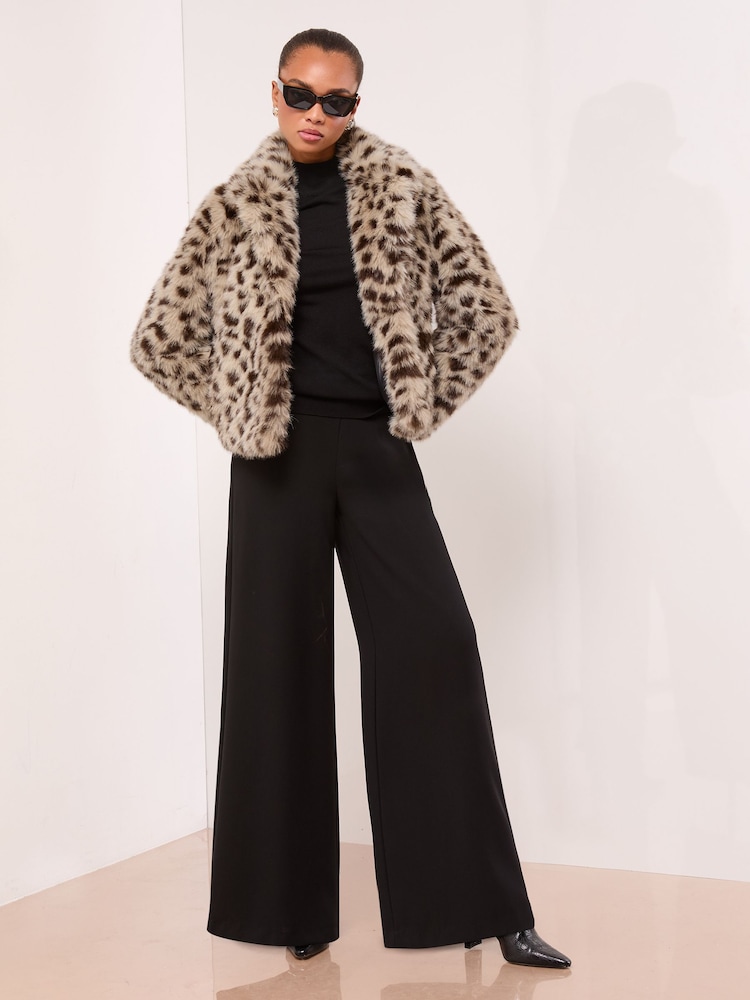 Lipsy Animal Print Faux Fur Short Collared Coat - Image 2 of 4