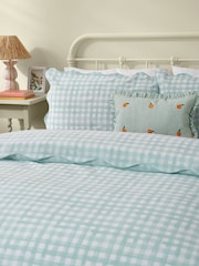 furn. Blue Scalloped Edge Gingham Duvet Set - Image 2 of 3