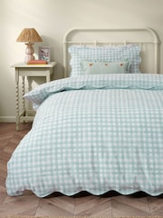 furn. Blue Scalloped Edge Gingham Duvet Set - Image 3 of 3