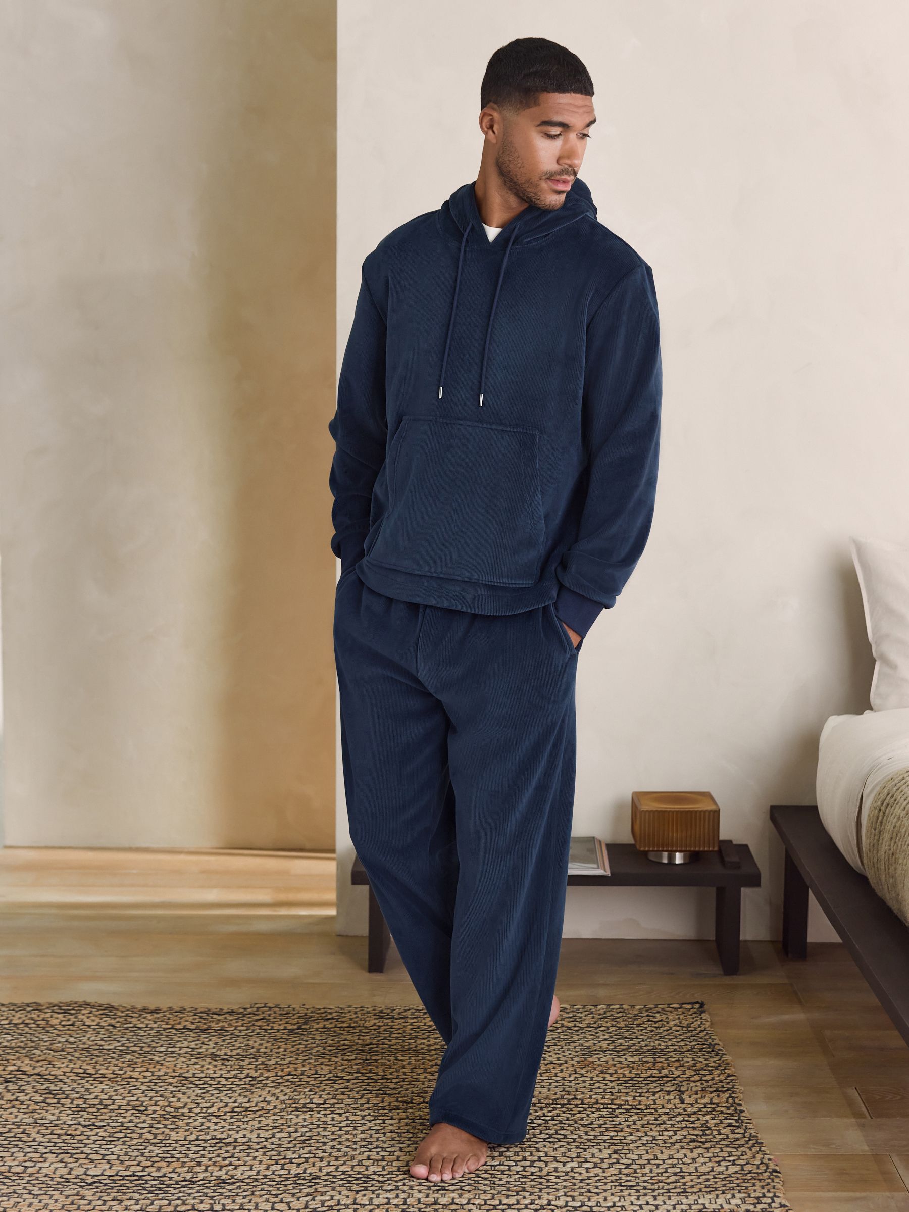Buy Navy Blue Jersey Textured Ribbed Hoodie from Next Bosnia and