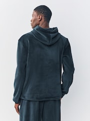 Marineblau/blau - Jersey Textured Ribbed Hoodie - Bild 3 von 13