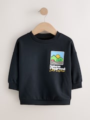 Black Scene Printed Crew Neck Cotton Sweatshirt (3mths-7yrs) - Image 1 of 4