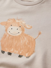 Stone Hamish Highland Cow Printed Crew Neck Cotton Sweatshirt (3mths-7yrs) - Image 3 of 4