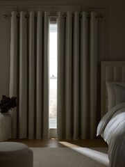 Cotton Sateen Blackout Thermal Eyelet Curtains - תמונה 2 מתוך 7