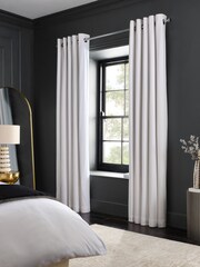 White Cotton Sateen Blackout Thermal Eyelet Curtains - Image 1 of 7