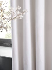 White Cotton Sateen Blackout Thermal Eyelet Curtains - Image 3 of 7