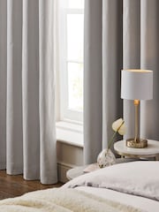 Silver Grey Cotton Sateen Blackout Thermal Eyelet Curtains - Image 3 of 7