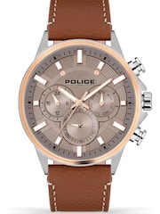 Police Kismet Multi Dial Leather Strap Brown Watch - Image 1 of 4
