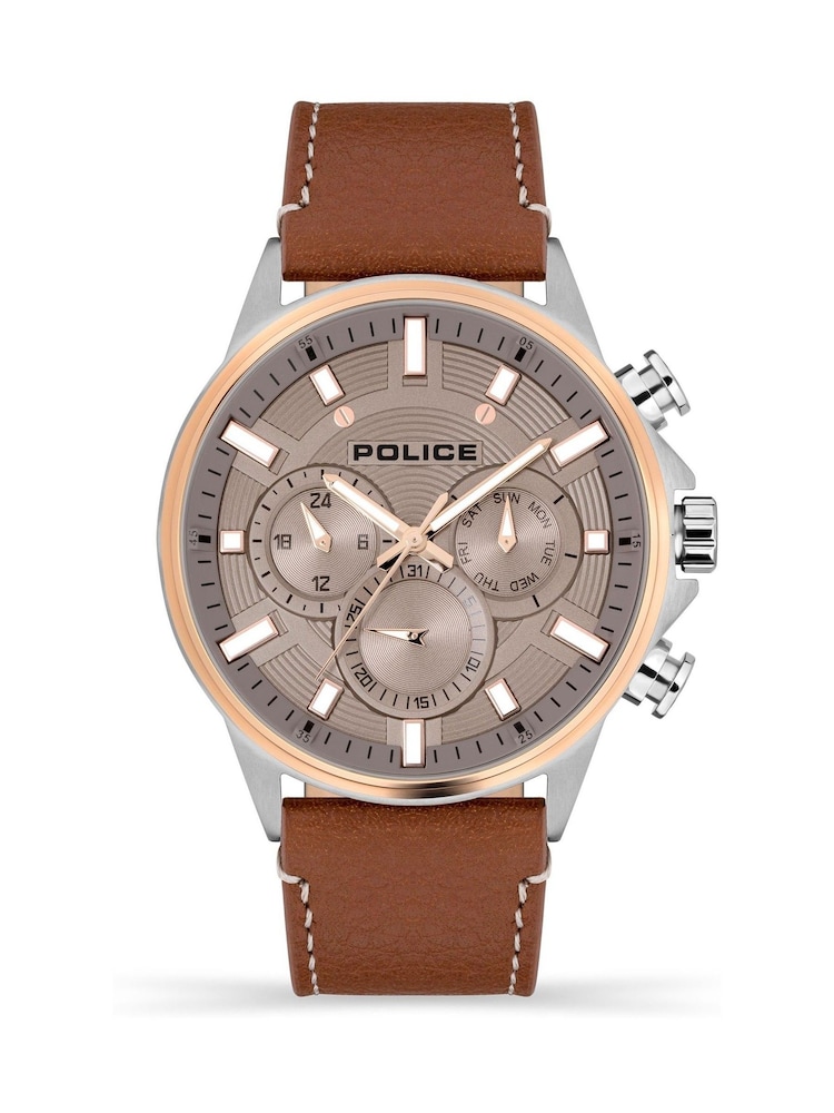 Police Kismet Multi Dial Leather Strap Brown Watch - Image 4 of 4 Police Kismet Multi Dial Leather Strap Brown Watch - Image 4 of 4