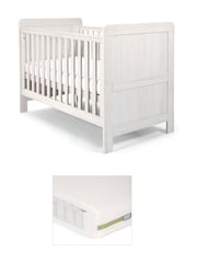 Mamas & Papas White Atlas Cot Bed & Pocket Spring Mattress - Image 1 of 4