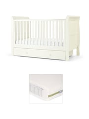 Mamas & Papas White Mia Cot Bed & Pocket Spring Mattress - Image 1 of 4