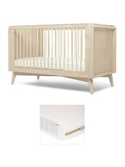 Mamas & Papas Natural Or Olive Coxley Cot Bed & Pocket Spring Mattress - Image 1 of 4