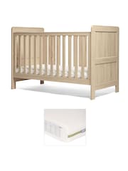 Mamas & Papas Light Oak Atlas Cot Bed & Pocket Spring Mattress - Image 1 of 4