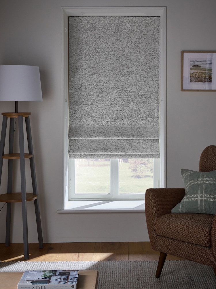 Light Grey Ready Made Blackout Thermal Bouclé Roman Blind - Image 7 of 7