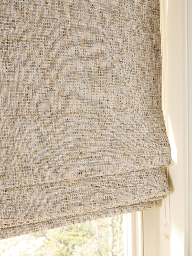 Ochre/Natural Ready Made Blackout/Thermal Textured Chenille Roman Blinds - Image 6 of 6 Ochre/Natural Ready Made Blackout/Thermal Textured Chenille Roman Blinds - Image 6 of 6