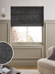 Charcoal Grey Ready Made Blackout/Thermal Plush Chenille Roman Blinds - Image 1 of 8