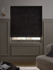 Charcoal Grey Ready Made Blackout/Thermal Plush Chenille Roman Blinds - Image 3 of 8