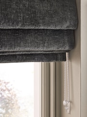 Charcoal Grey Ready Made Blackout/Thermal Plush Chenille Roman Blinds - Image 4 of 8