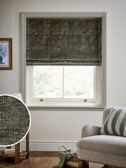 Green Ready Made Blackout/Thermal Plush Chenille Roman Blinds - Image 1 of 8