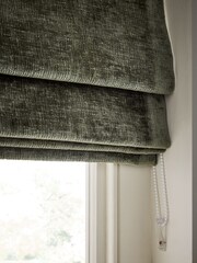 Green Ready Made Blackout/Thermal Plush Chenille Roman Blinds - Image 3 of 8