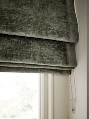 Green Ready Made Blackout/Thermal Plush Chenille Roman Blinds - Image 4 of 8