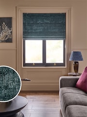 Navy Blue Ready Made Blackout/Thermal Plush Chenille Roman Blinds - Image 1 of 8