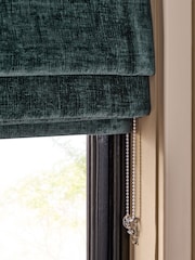Navy Blue Ready Made Blackout/Thermal Plush Chenille Roman Blinds - Image 3 of 8