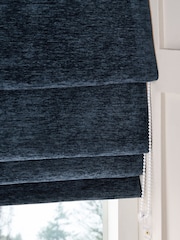 Navy Blue Ready Made Blackout Thermal Soft Touch Chenille Roman Blind - Image 3 of 8