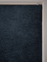 Navy Blue Ready Made Blackout Thermal Soft Touch Chenille Roman Blind - Image 5 of 8