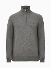 AllSaints Grey Kilburn Zip Funnel Jumper - Image 6 of 7