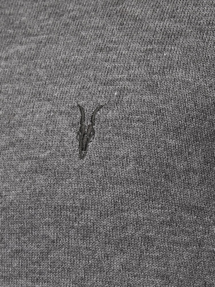 AllSaints Grey Kilburn Zip Funnel Jumper - Image 7 of 7