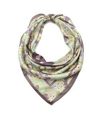 COACH Teal Multicolour Script Laurel Floral Printed Silk Square Scarf - Image 1 of 4