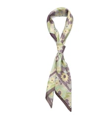 COACH Teal Multicolour Script Laurel Floral Printed Silk Square Scarf - Image 2 of 4