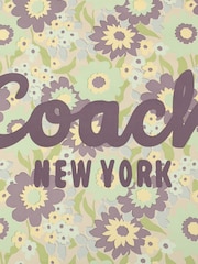 COACH Teal Multicolour Script Laurel Floral Printed Silk Square Scarf - Image 4 of 4
