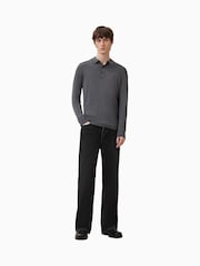 AllSaints Grey Mode Merino Polo Shirt - Image 2 of 8